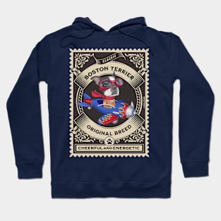 Cute Boston Terrier flying blue and red plane Hoodie